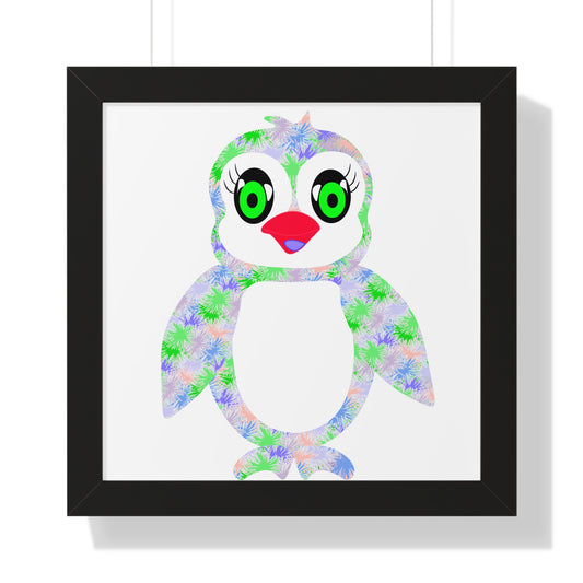 The Penguinies Green & Purple Art Framed Vertical Poster