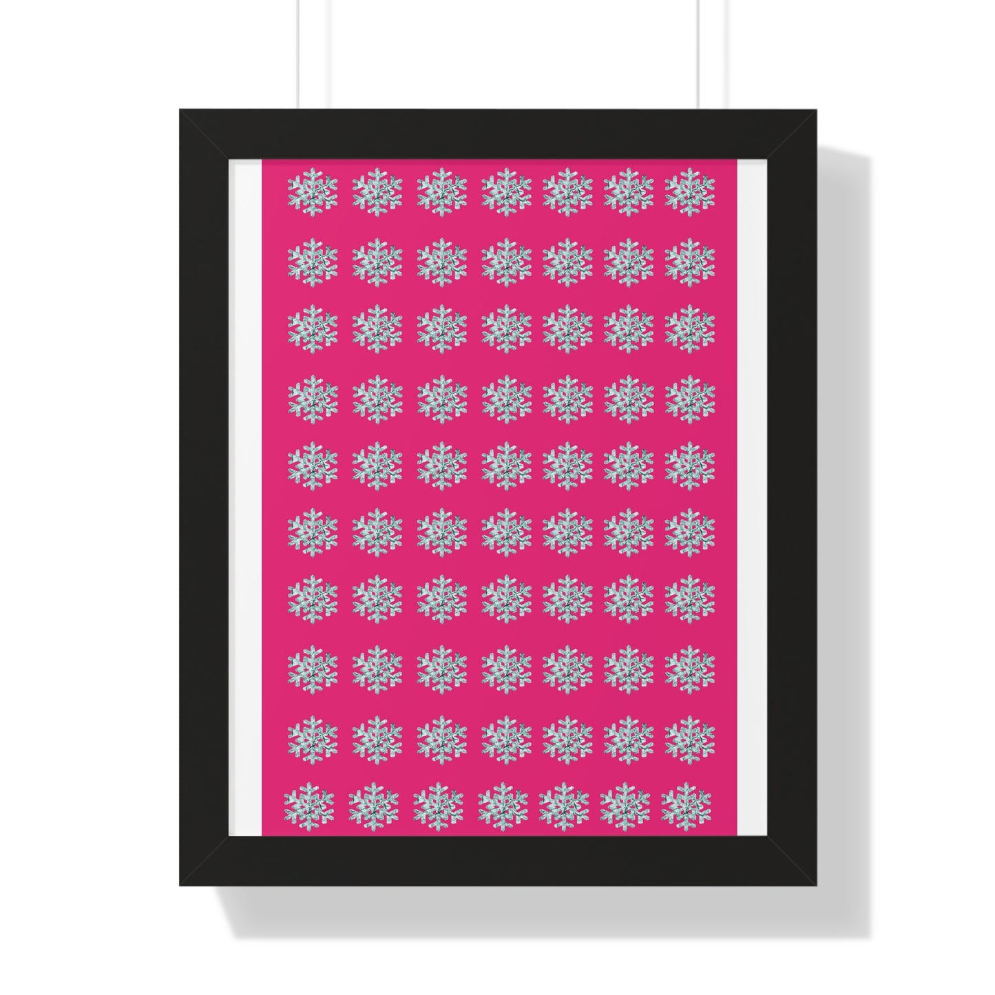 Snowflake Pattern Pink Framed Vertical Poster