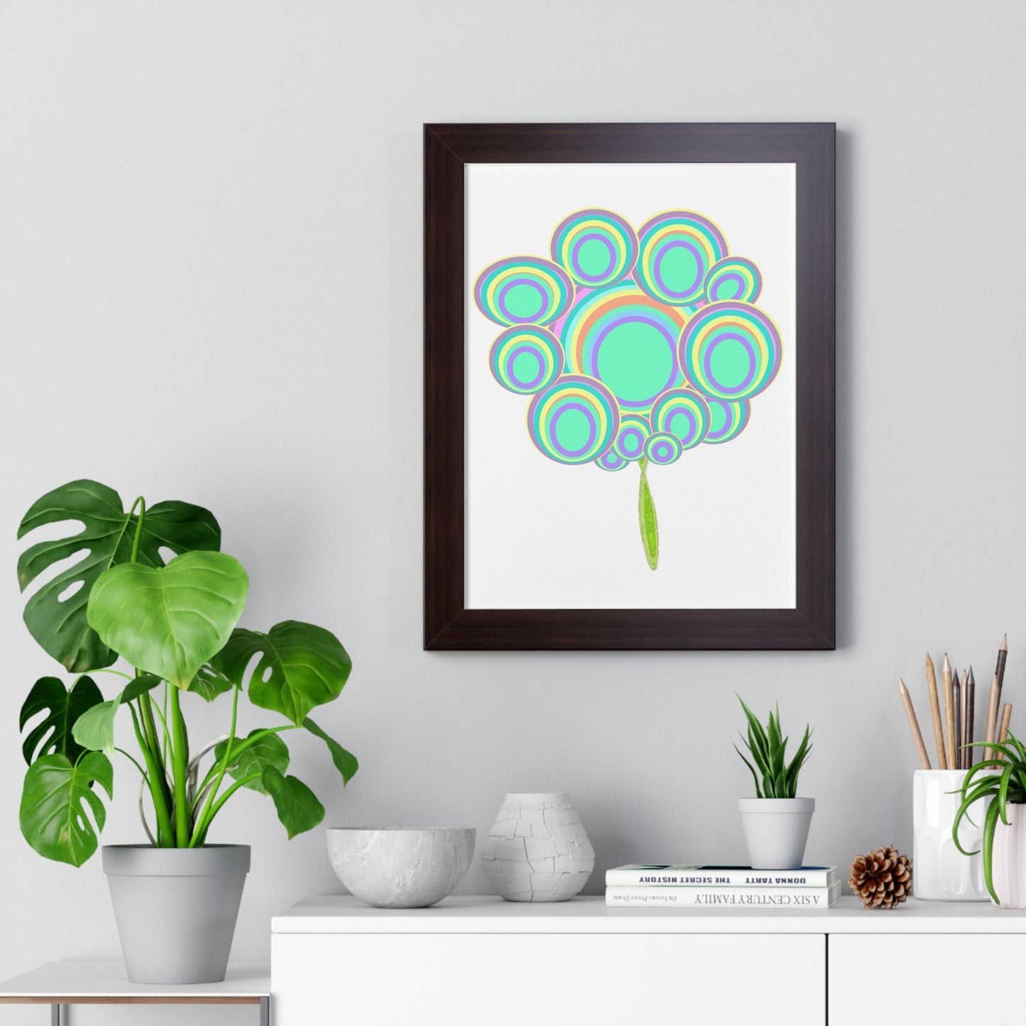 Circle Tree Art Illustration Framed Vertical Poster