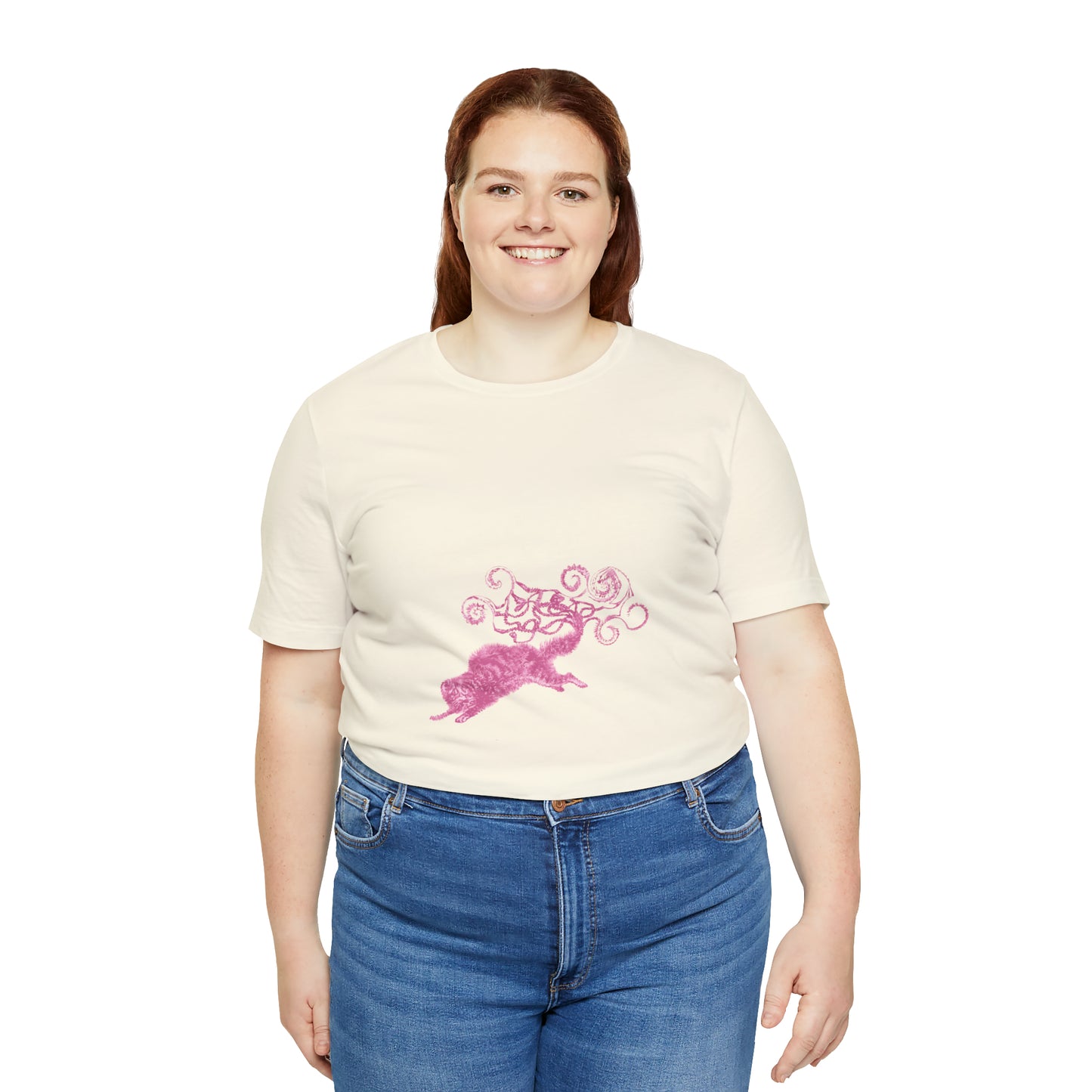 Pink Cat's Tail Art Unisex Jersey Short Sleeve Tee