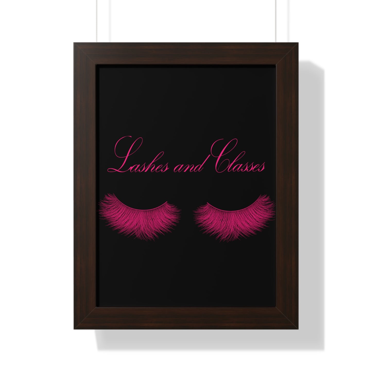 Lashes & Classes Pink and Black Framed Vertical Poster