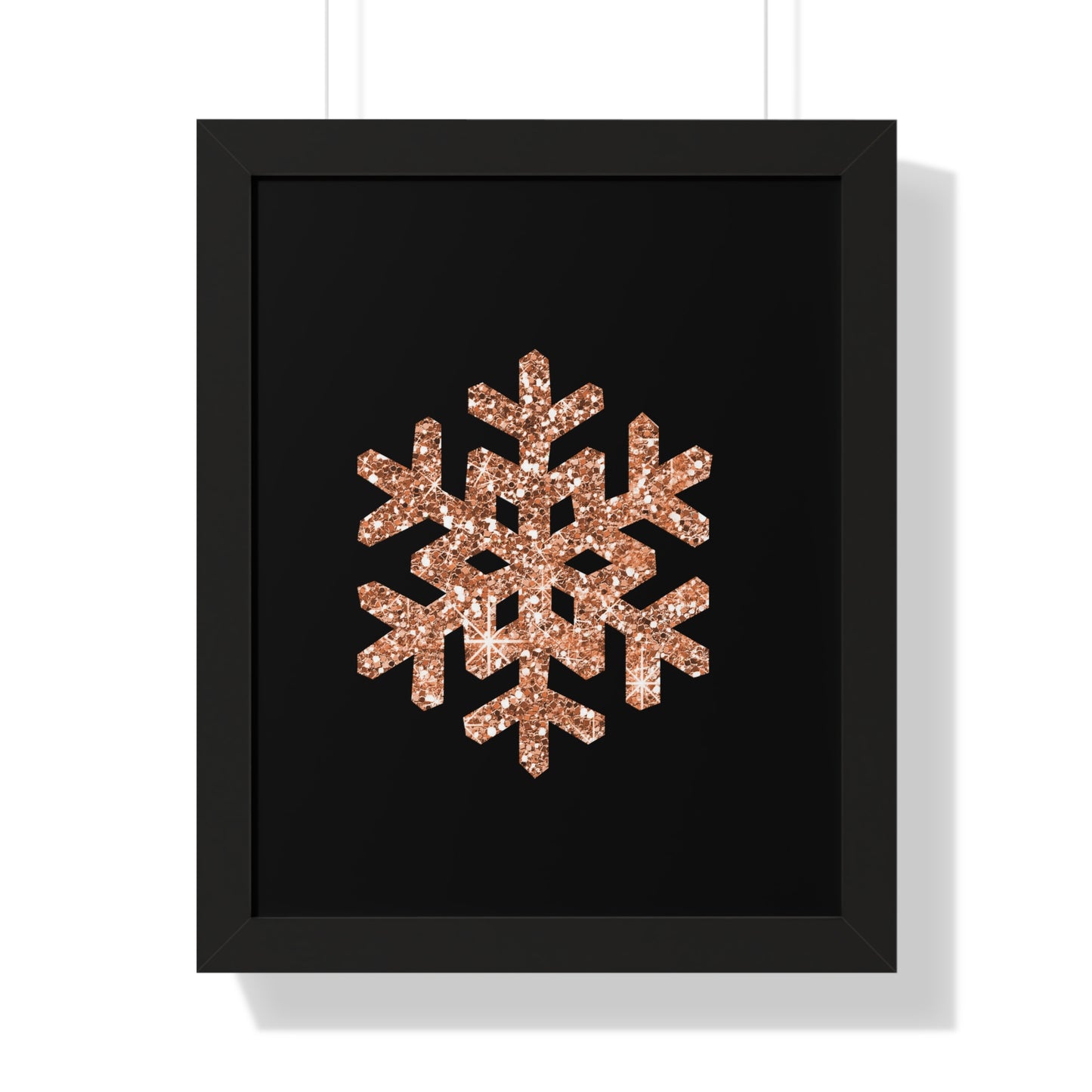 Rose Gold Snowflake Art Framed Vertical Poster