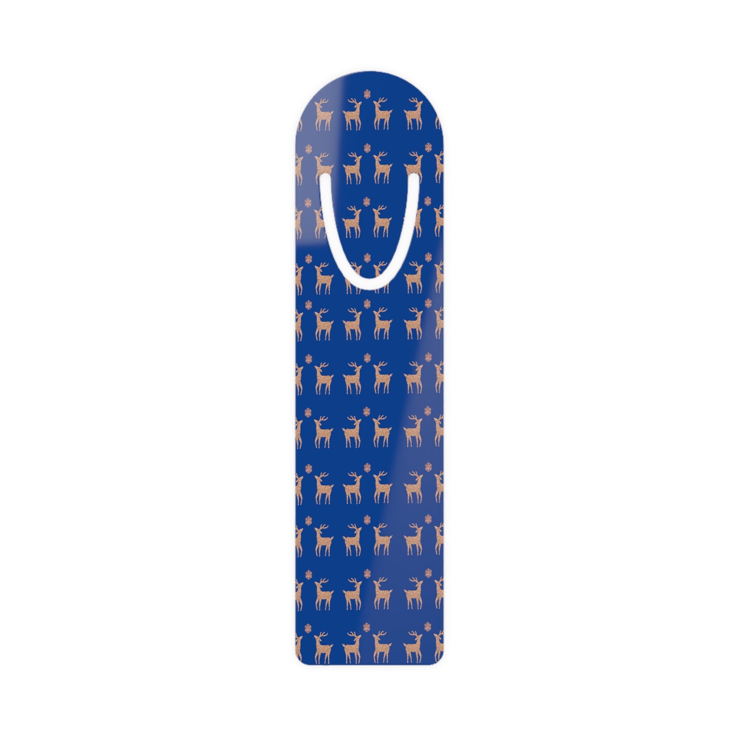 Rose Gold Deer Pattern Blue Bookmark