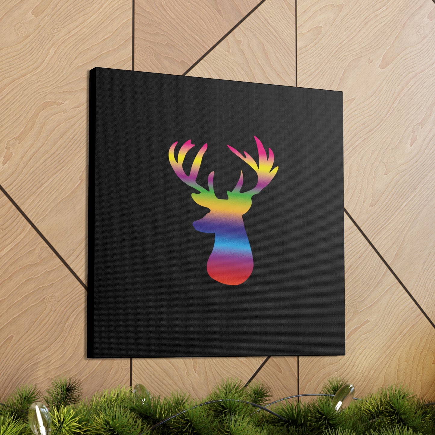 Rainbow Stag Head Canvas Gallery Wraps