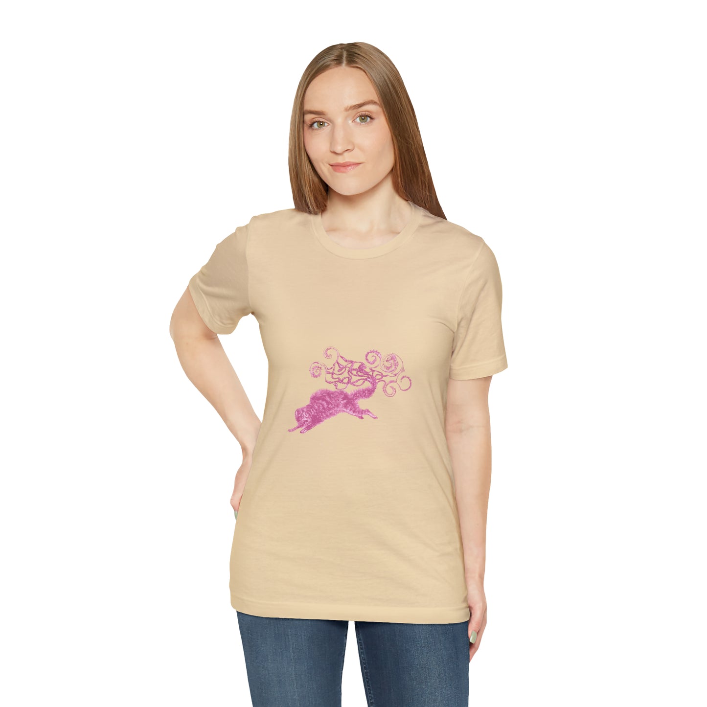 Pink Cat's Tail Art Unisex Jersey Short Sleeve Tee