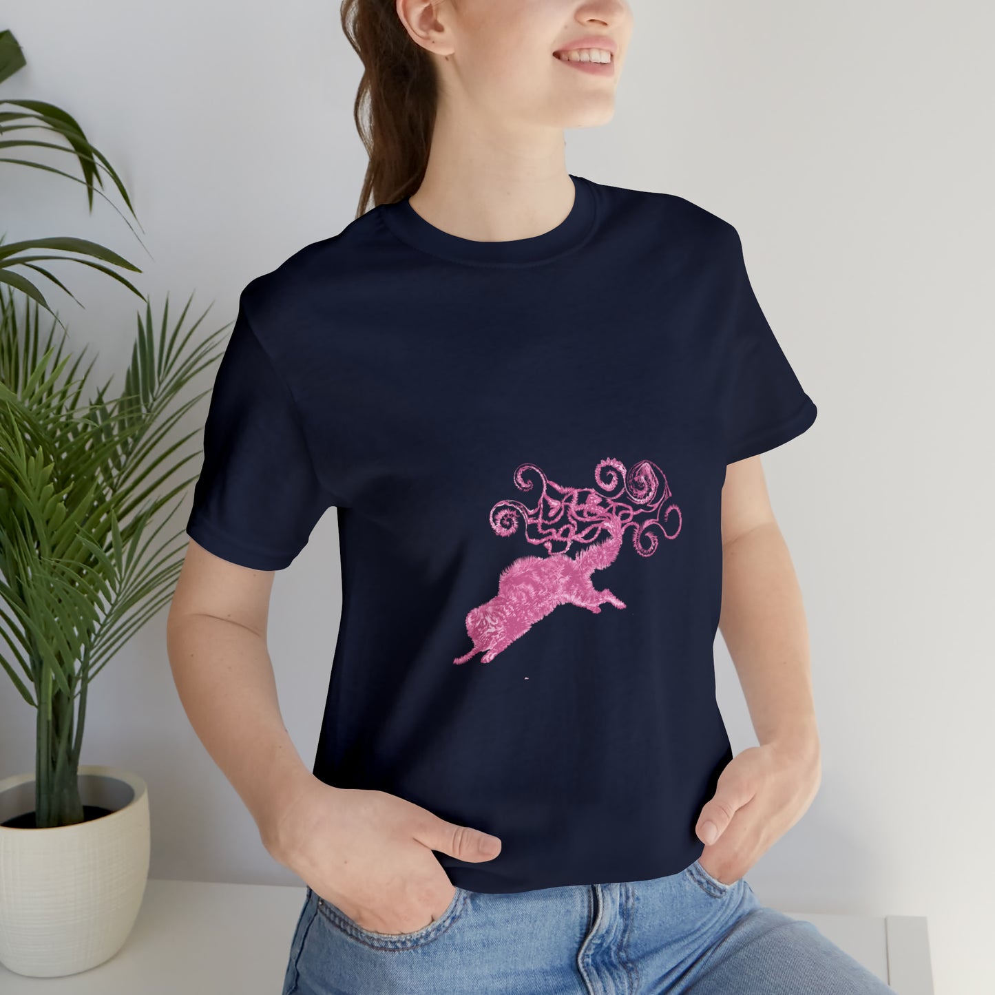 Pink Cat's Tail Art Unisex Jersey Short Sleeve Tee