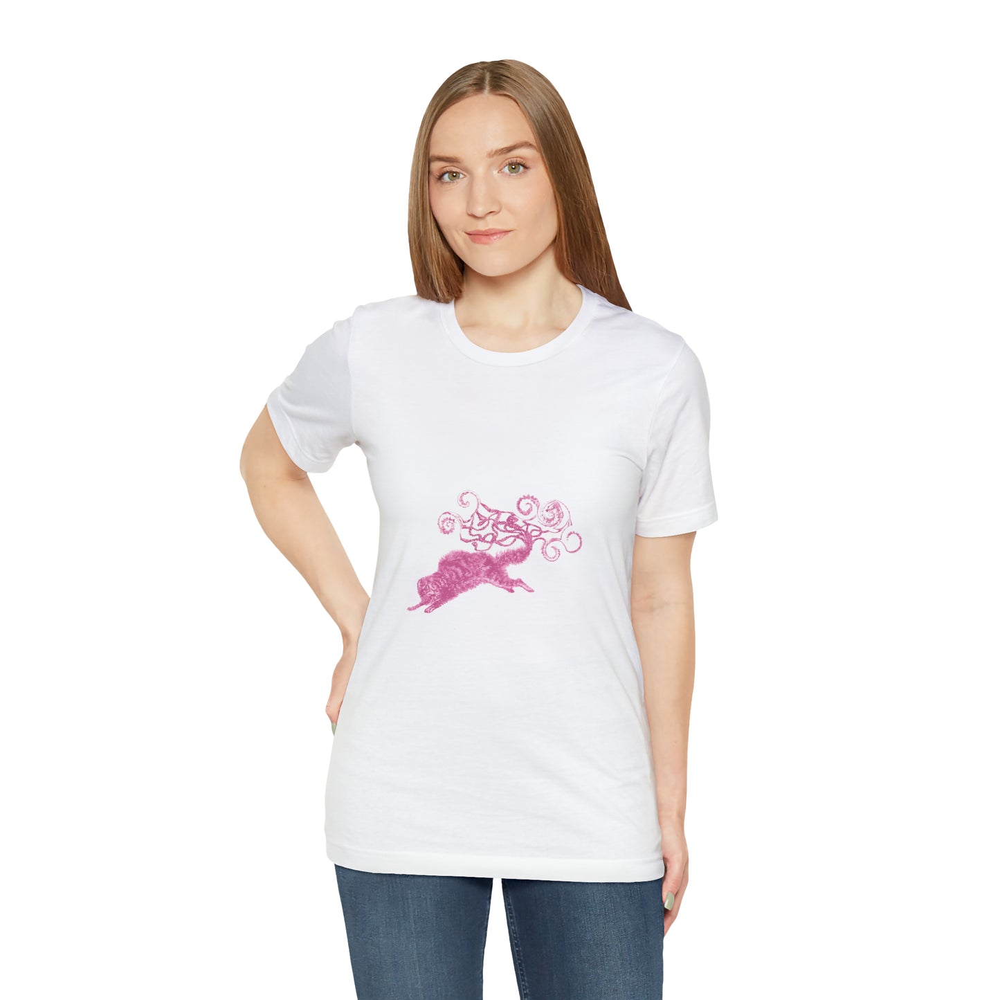 Pink Cat's Tail Art Unisex Jersey Short Sleeve Tee