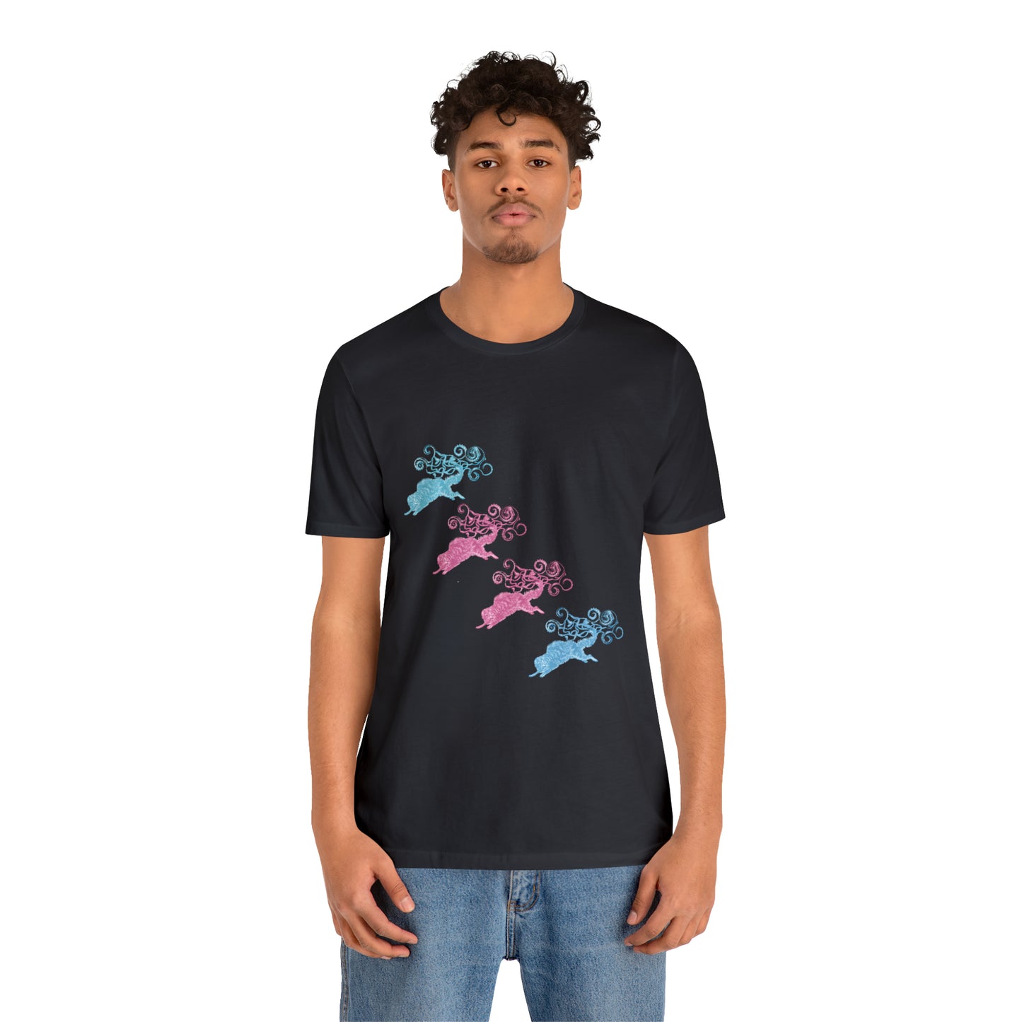 Pink & Blue Cat's Tail's Art Unisex Jersey Short Sleeve Tee