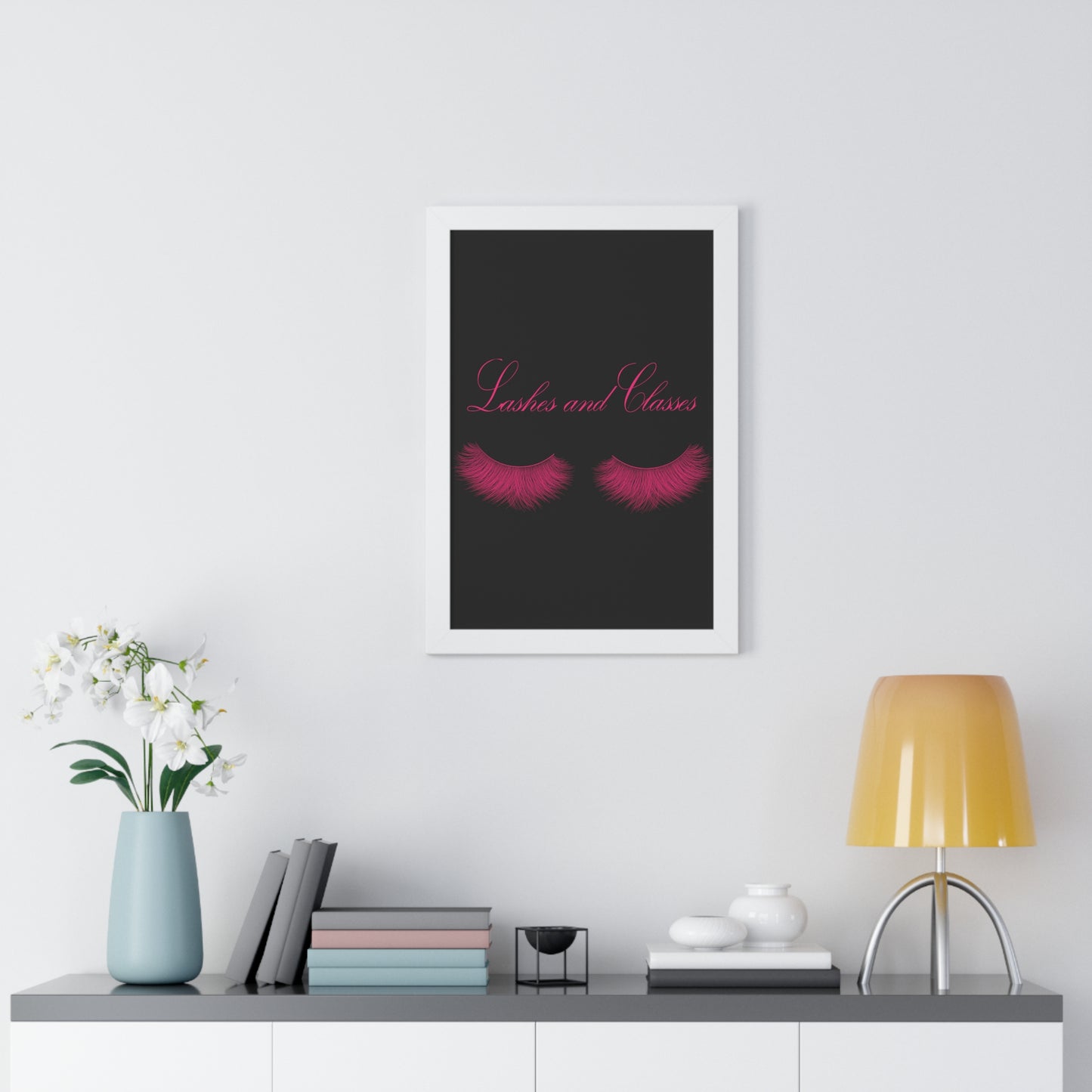 Lashes & Classes Pink and Black Framed Vertical Poster