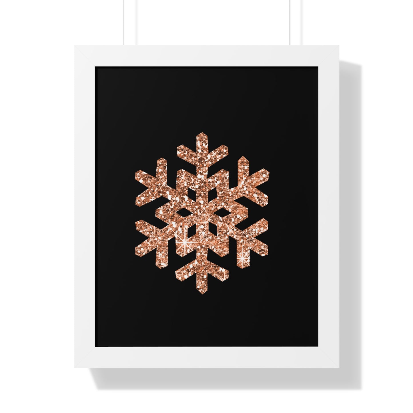 Rose Gold Snowflake Art Framed Vertical Poster