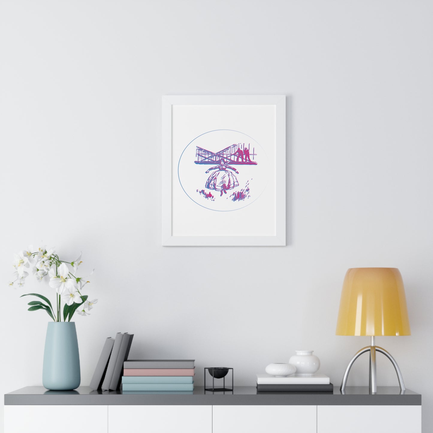 Woman Jumping Art Purple Framed Vertical Poster