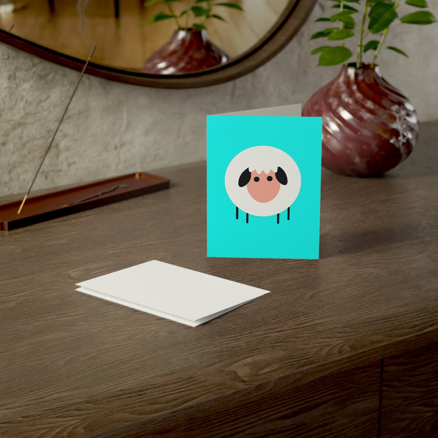 Sheep Blue Background Greeting Cards (1, 10, 30, and 50pcs)