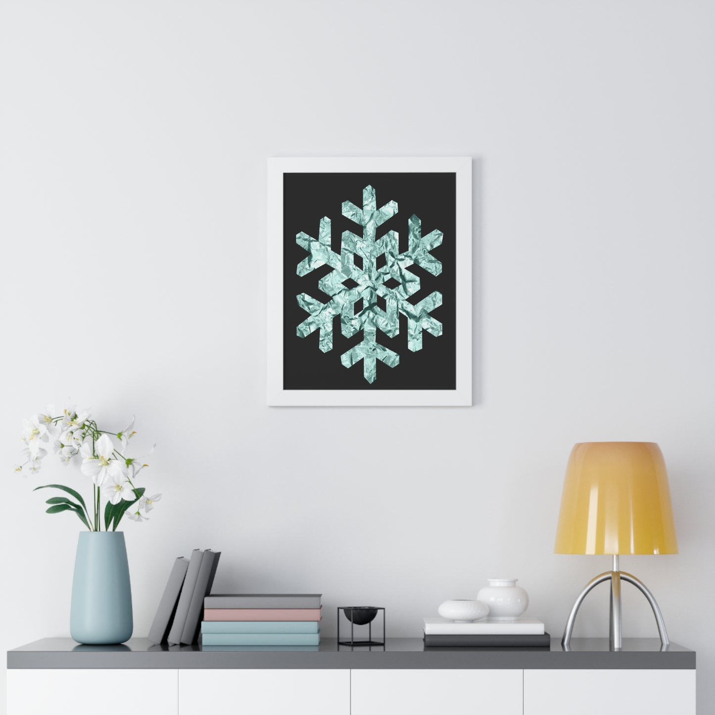 Snowflake Foil Art Framed Vertical Poster