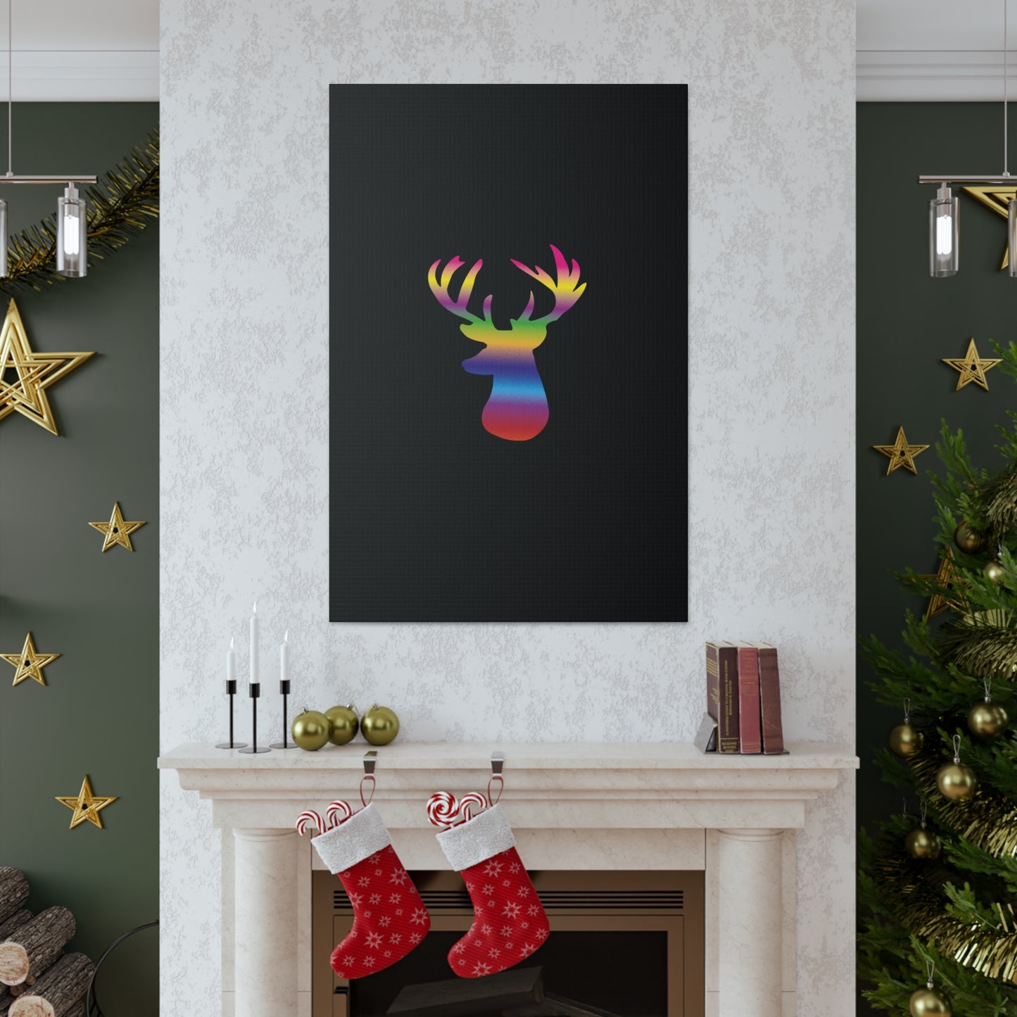 Rainbow Stag Head Canvas Gallery Wraps