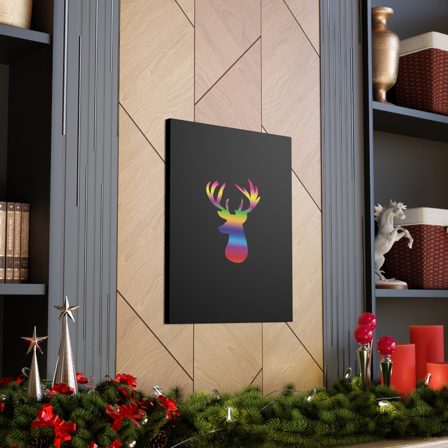 Rainbow Stag Head Canvas Gallery Wraps