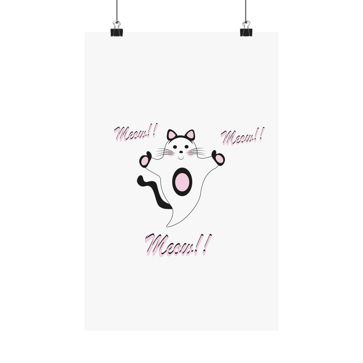 Meow Cat Ghost Halloween Matte Vertical Posters