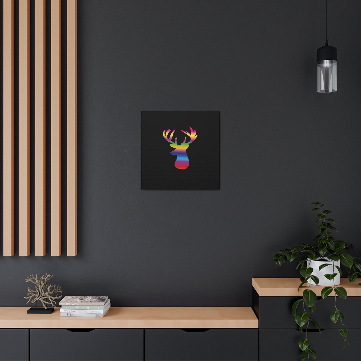 Rainbow Stag Head Canvas Gallery Wraps