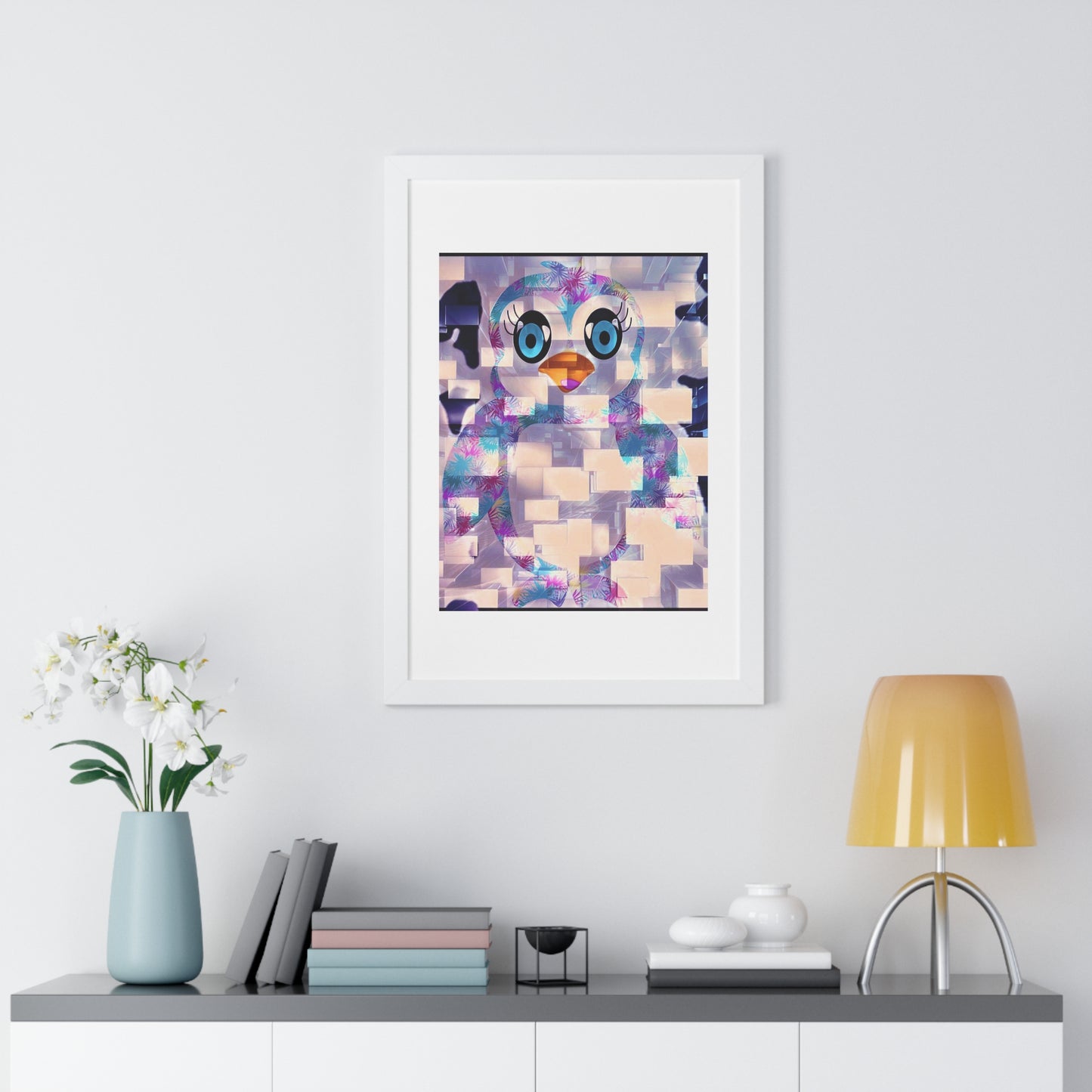 Penguinies Block Art Framed Vertical Poster