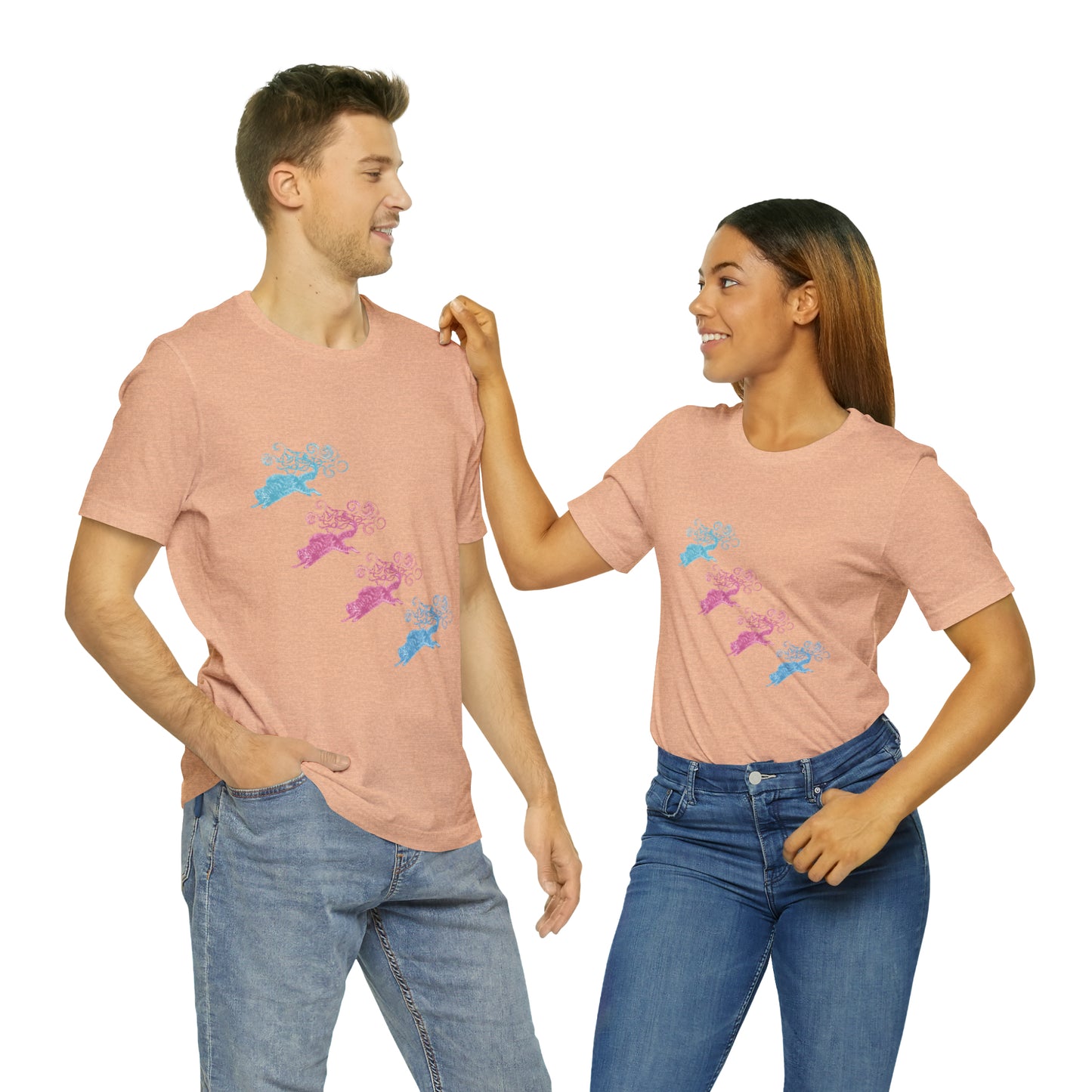 Pink & Blue Cat's Tail's Art Unisex Jersey Short Sleeve Tee