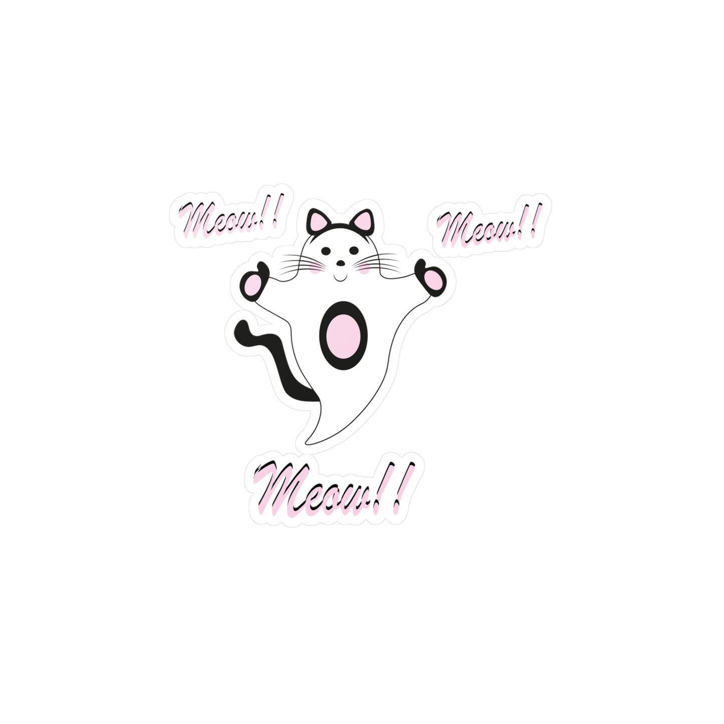 Meow Cat Ghost Halloween Kiss-Cut Vinyl Decals