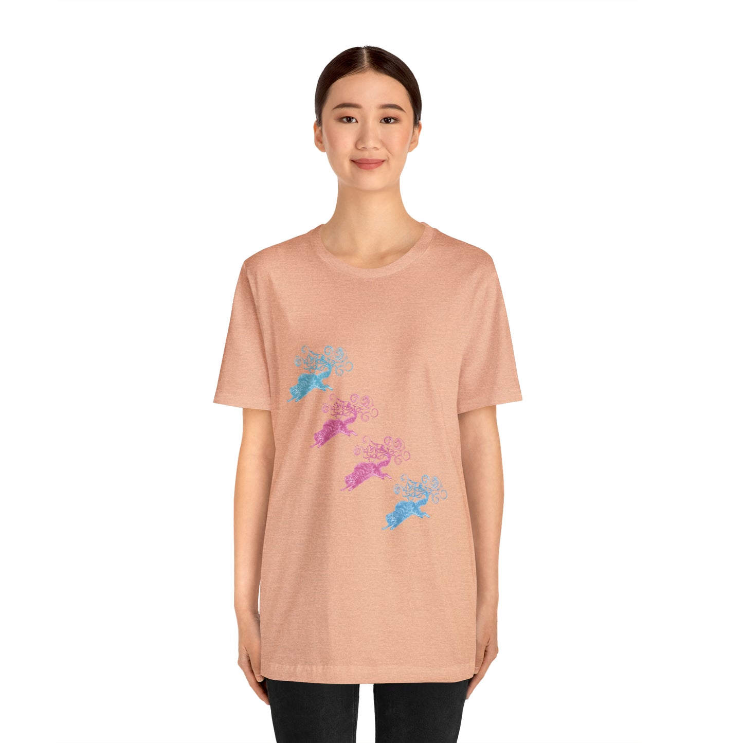 Pink & Blue Cat's Tail's Art Unisex Jersey Short Sleeve Tee