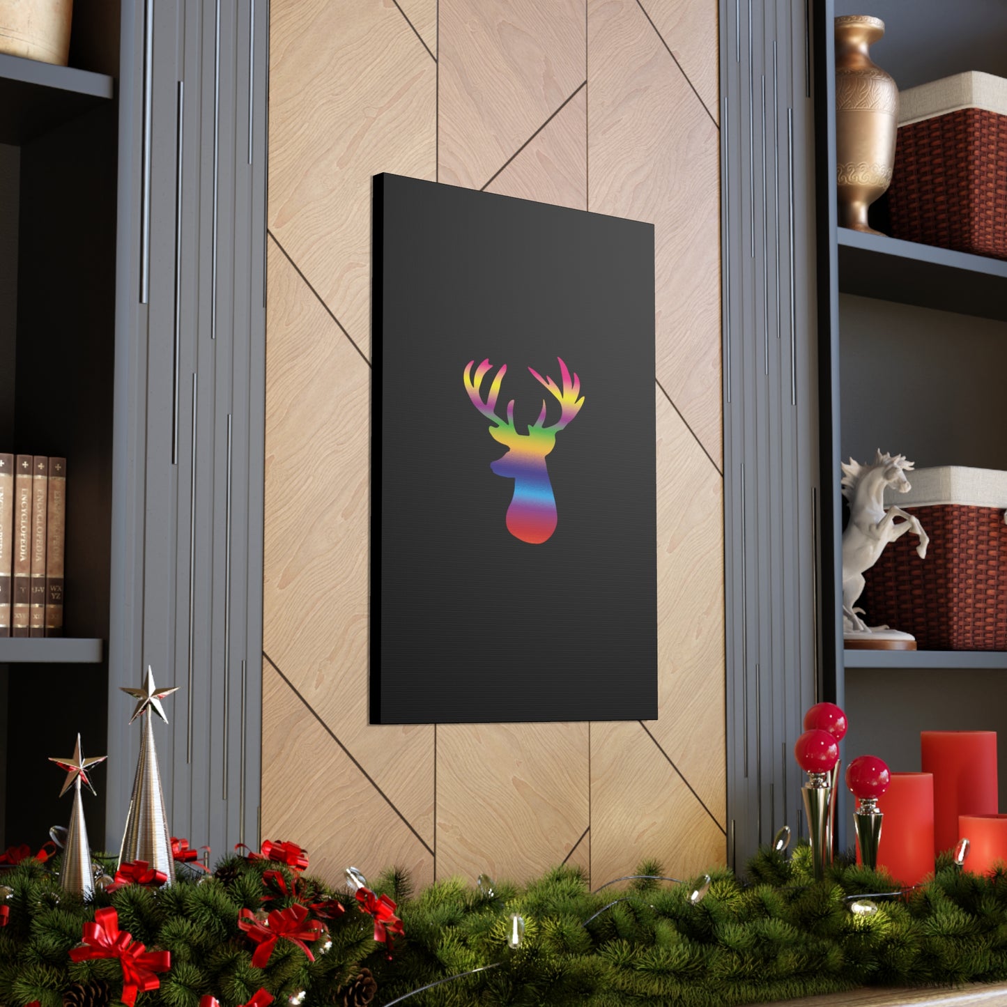 Rainbow Stag Head Canvas Gallery Wraps