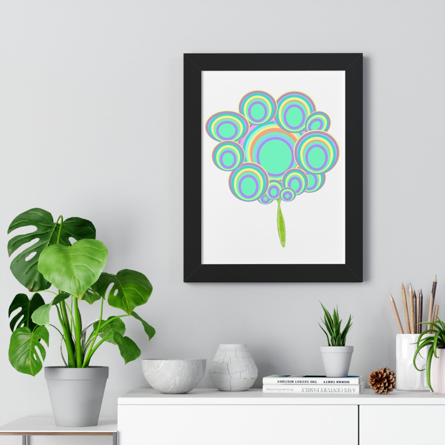 Circle Tree Art Illustration Framed Vertical Poster