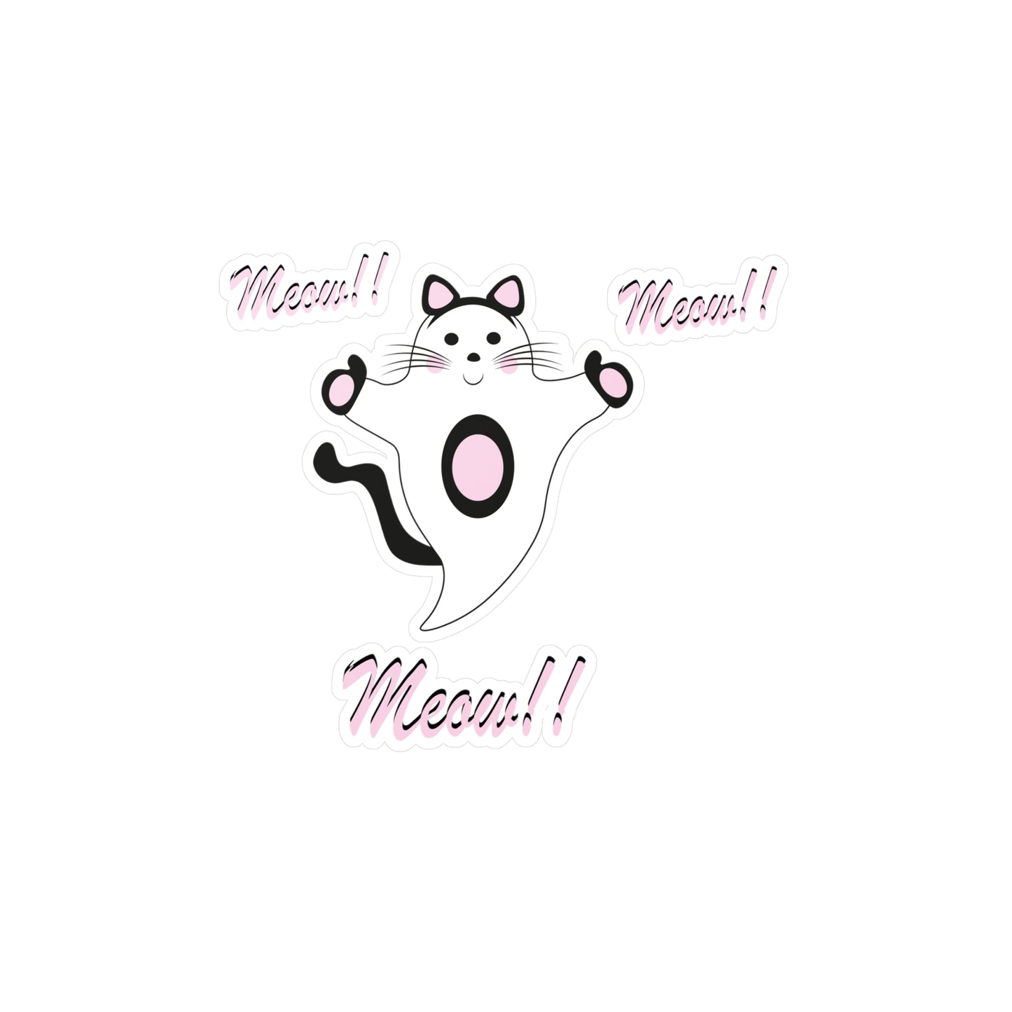 Meow Cat Ghost Halloween Kiss-Cut Vinyl Decals