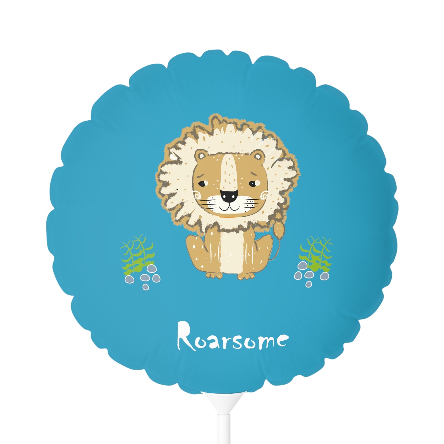 Lion Roarsome Illustration Turquoise Balloon (Round and Heart-shaped), 11"