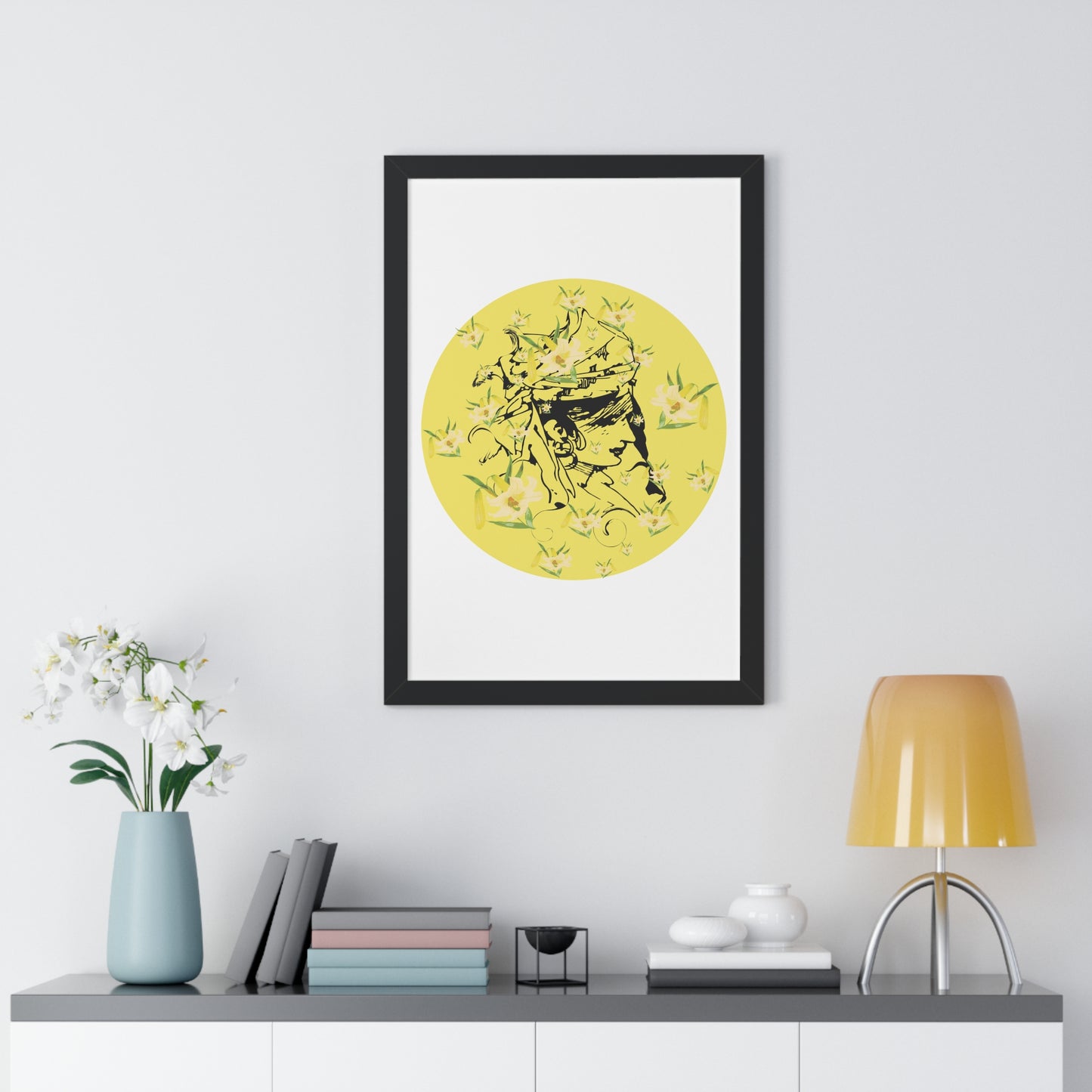 Daffodili Woman Art Framed Vertical Poster