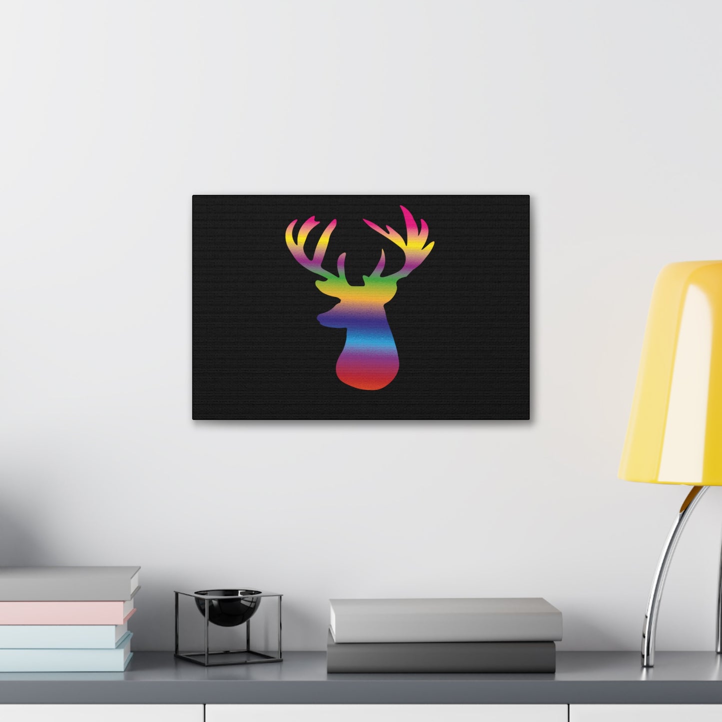 Rainbow Stag Head Canvas Gallery Wraps