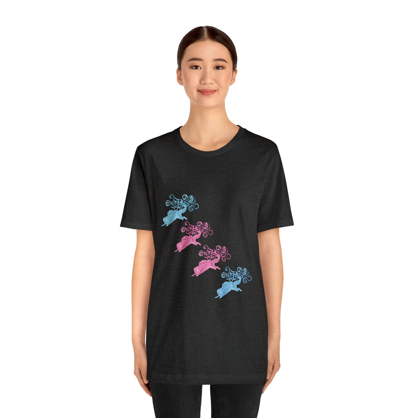 Pink & Blue Cat's Tail's Art Unisex Jersey Short Sleeve Tee