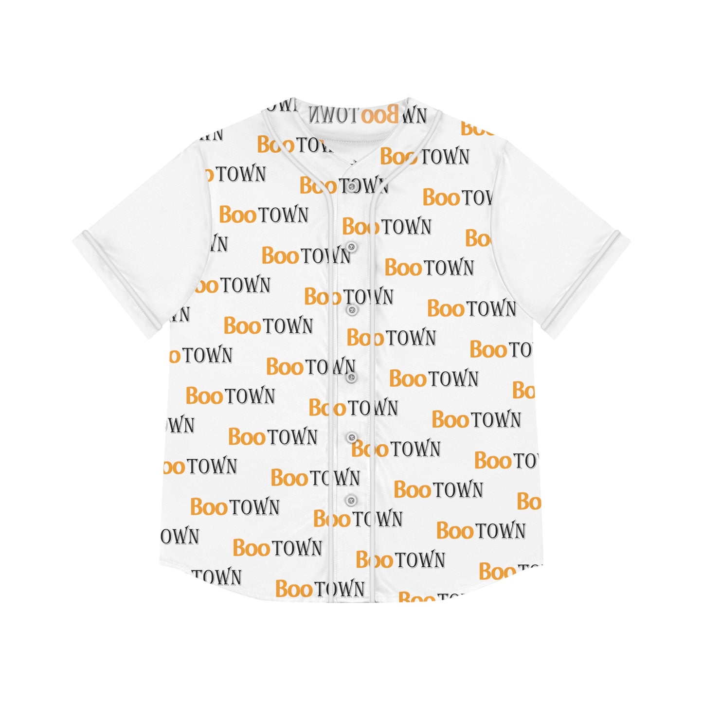 Boo Town Pattern Orange & Back Women's Baseball Jersey (AOP)