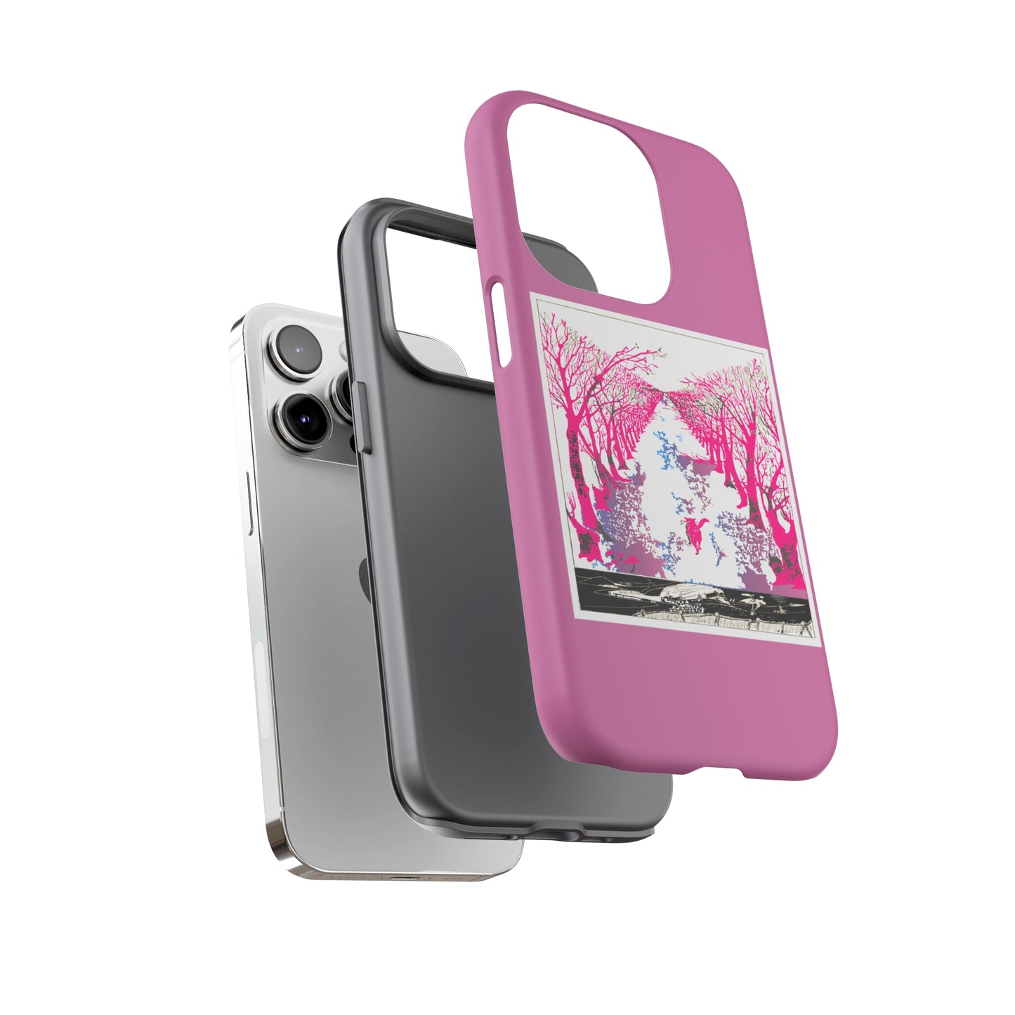 Pink Cat in the Woods Art Tough Cases