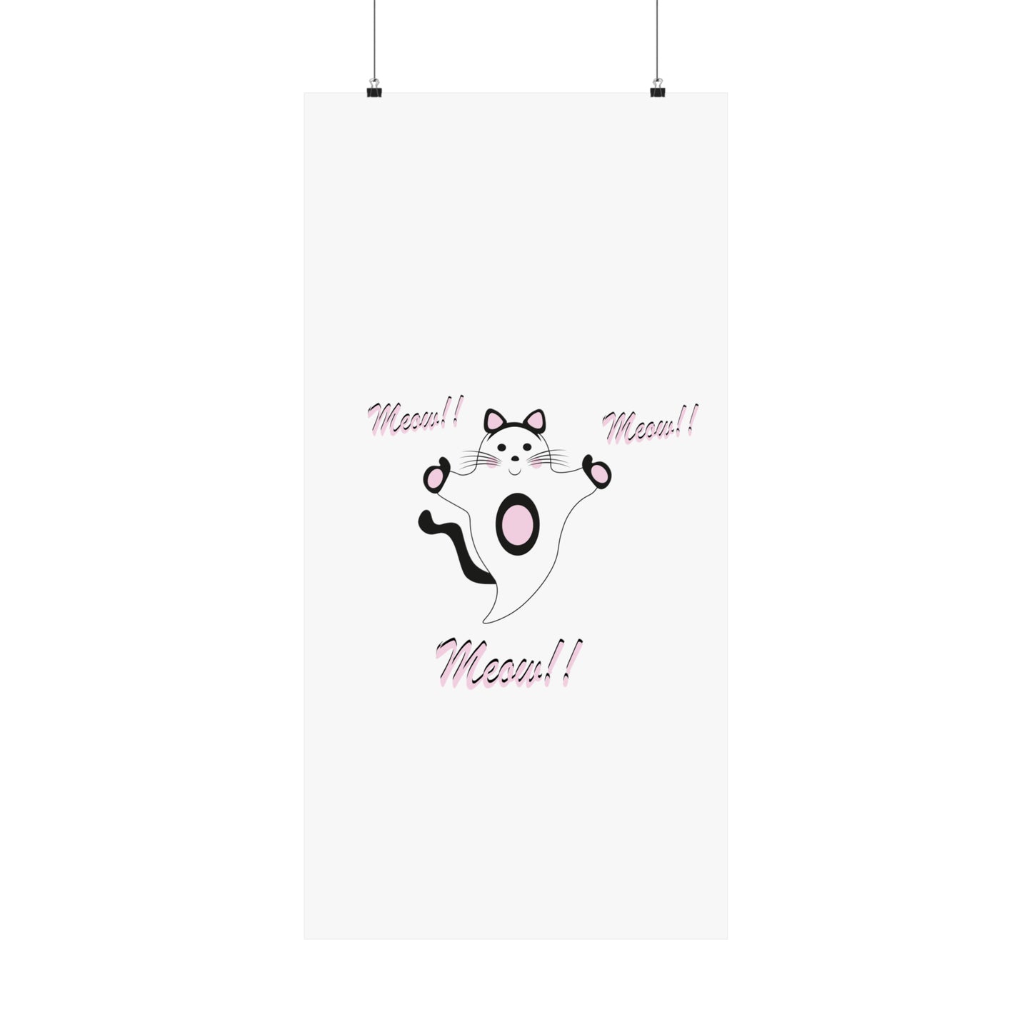 Meow Cat Ghost Halloween Matte Vertical Posters