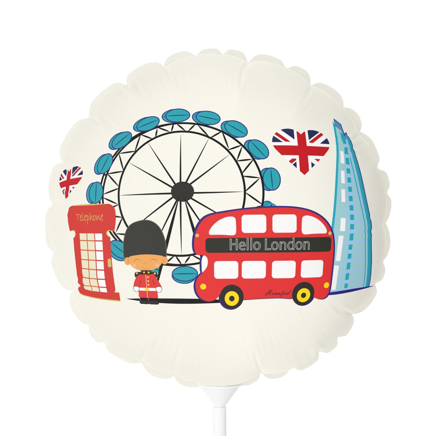 London Illustration Art Balloon (Round and Heart-shaped), 11"