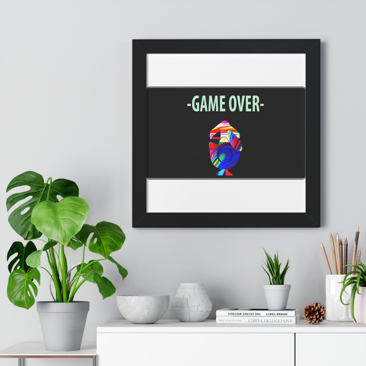 The Penguinies Original - Retro Game Over First Game App Framed Vertical Poster