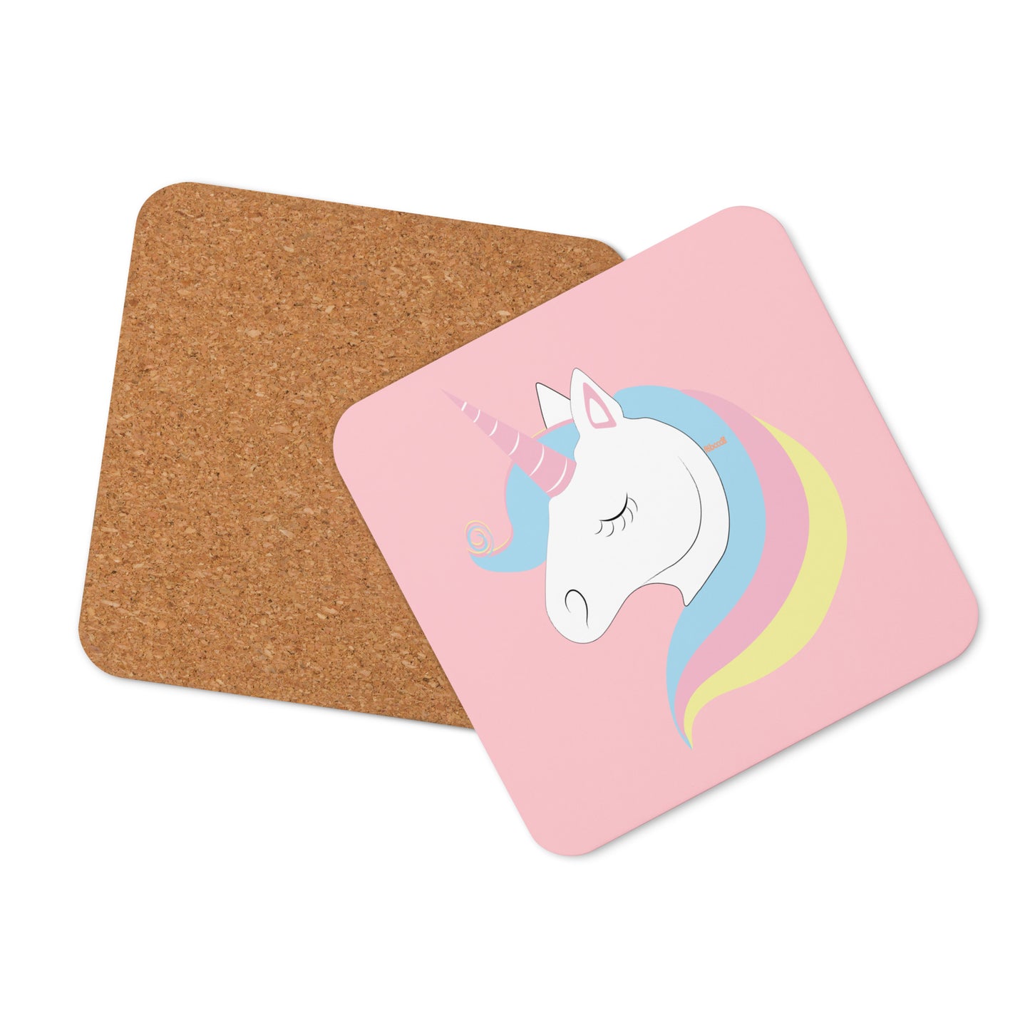 Unicorn Light Pink Cork-back coaster