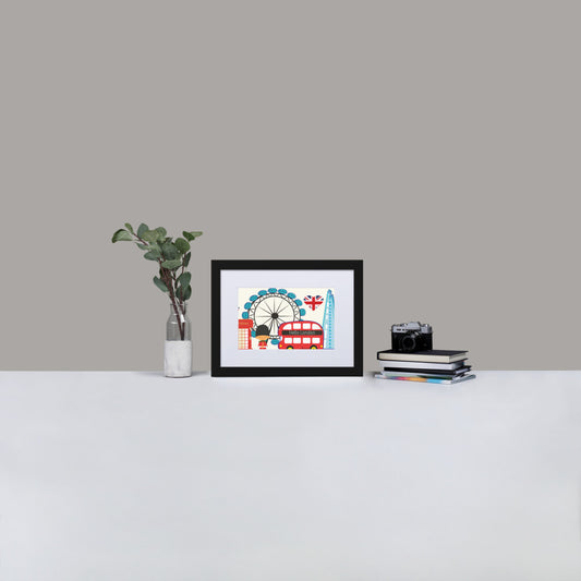 London Illustration Art Matte Paper Framed Poster With Mat