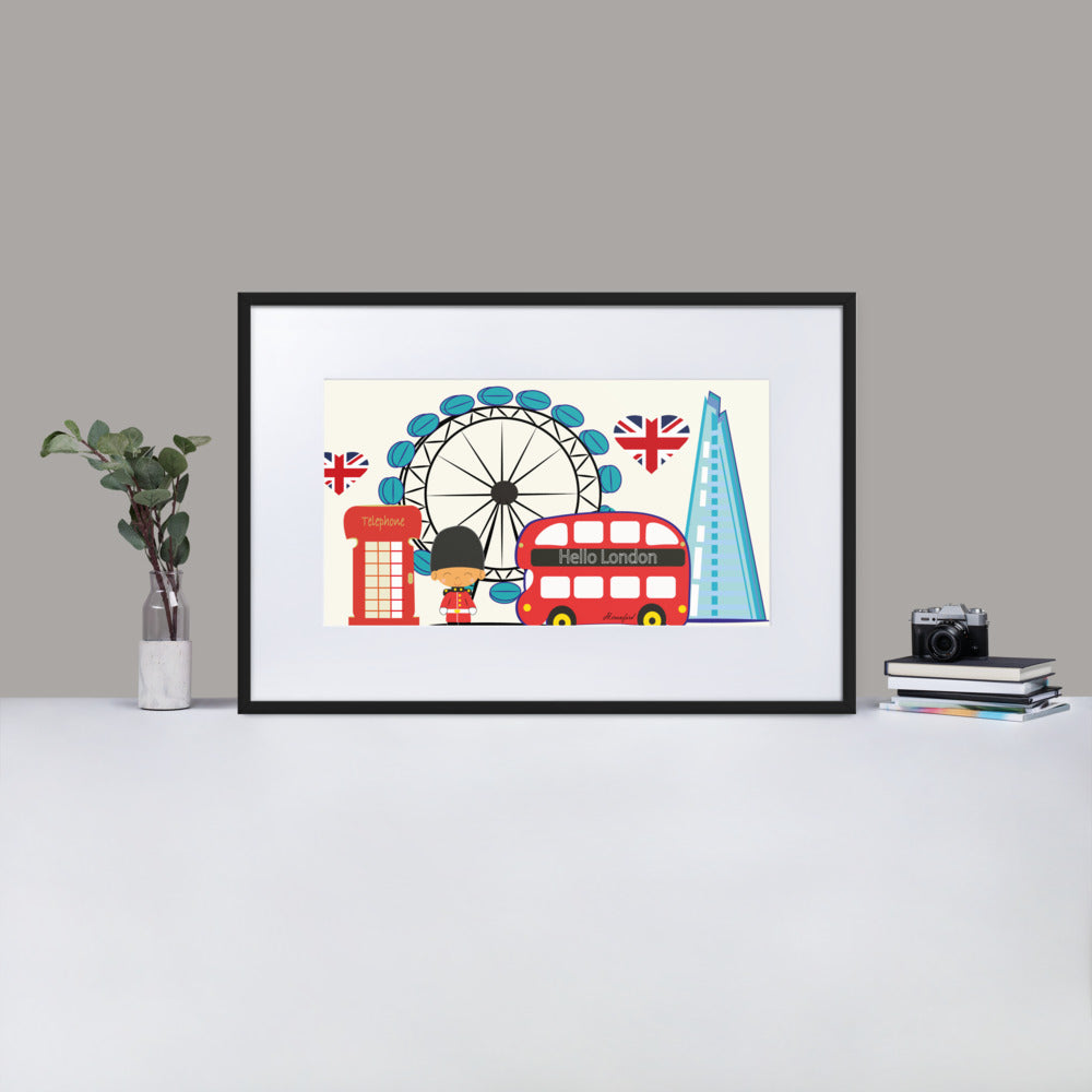 London Illustration Art Matte Paper Framed Poster With Mat