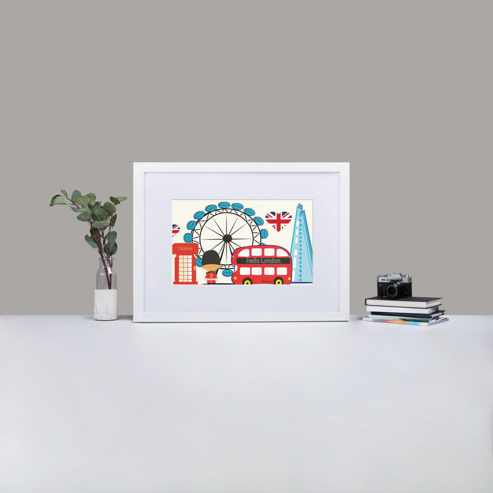 London Illustration Art Matte Paper Framed Poster With Mat