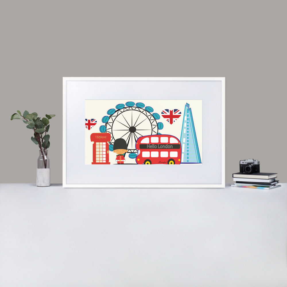 London Illustration Art Matte Paper Framed Poster With Mat