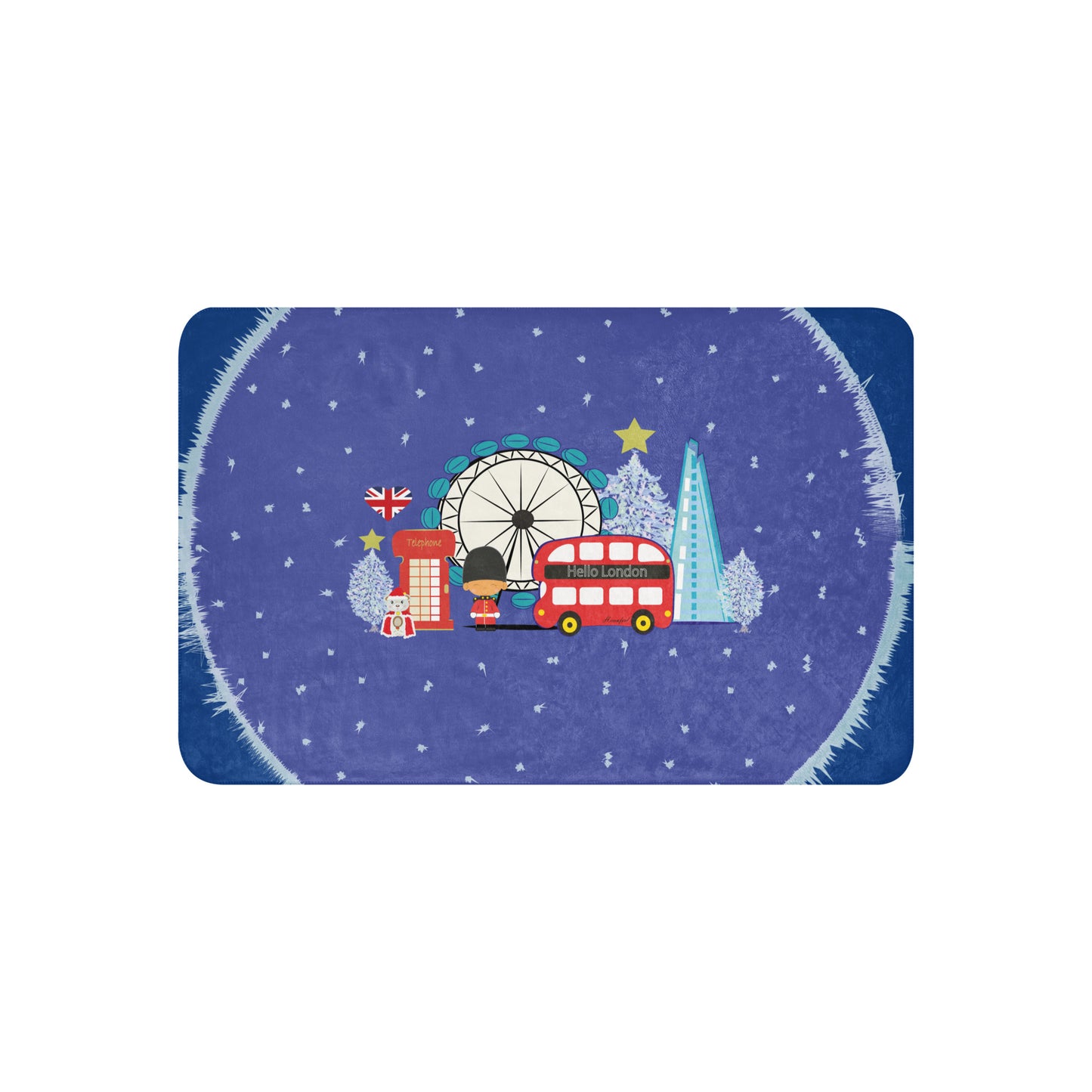 London City in the Winter Illustration Sherpa blanket