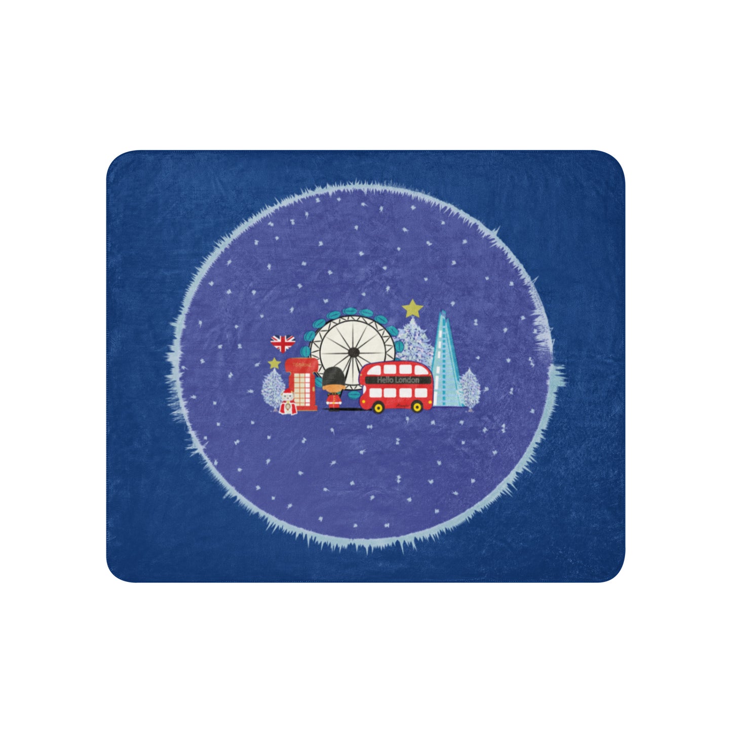 London City in the Winter Illustration Sherpa blanket