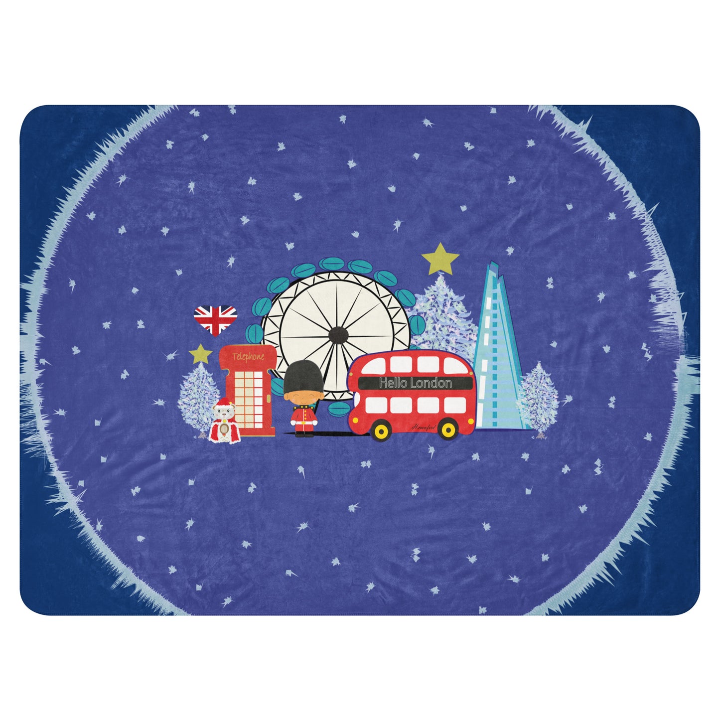 London City in the Winter Illustration Sherpa blanket